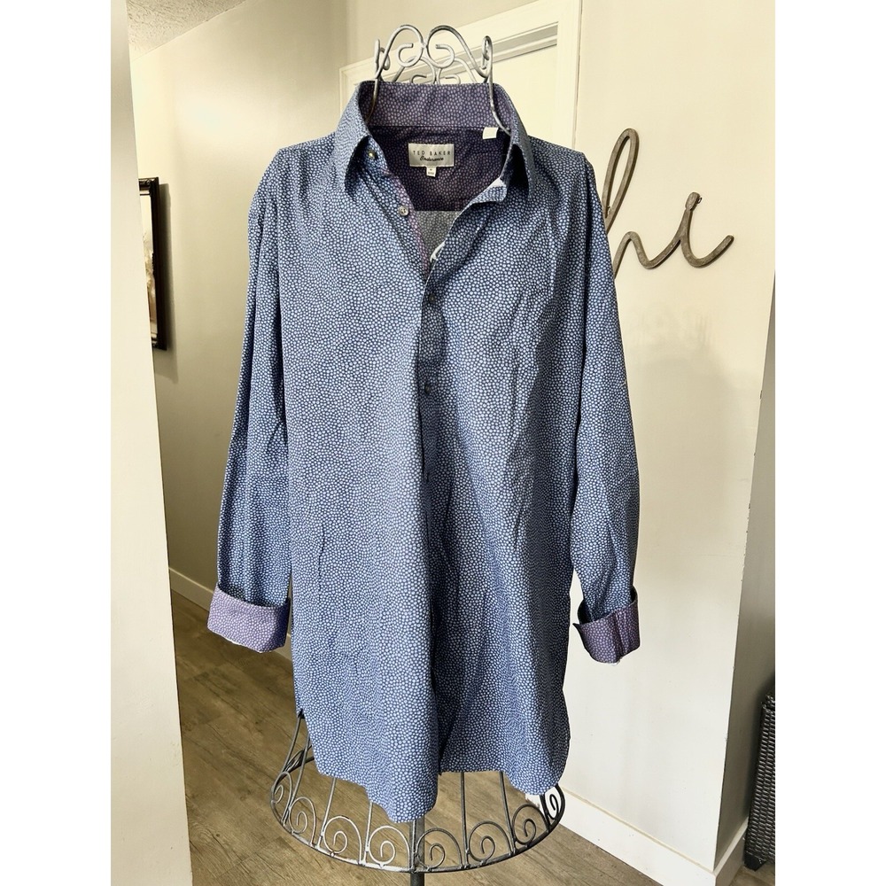 Ted Baker Endurance Men's‎ Blue and Purple Dress Shirt Size 17 32/33